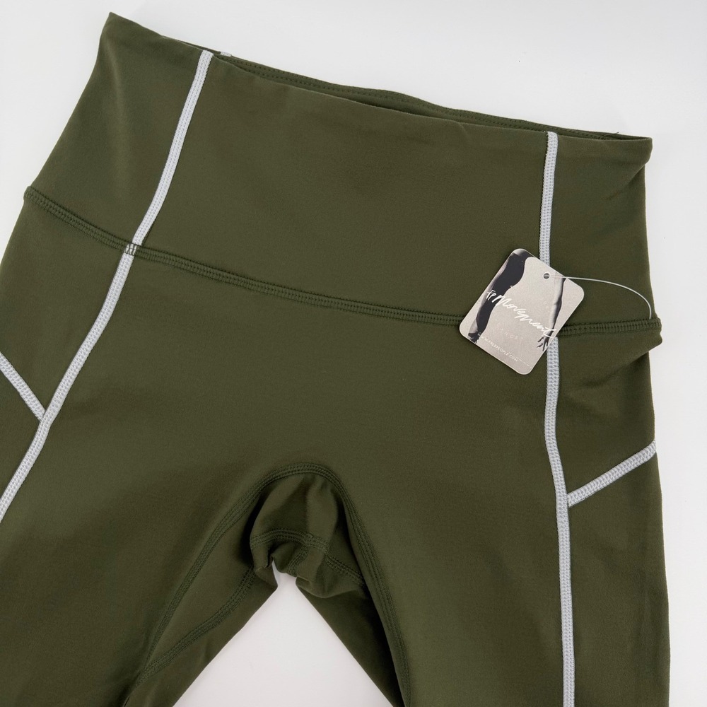 FP Movement High Waisted Leggings Olive Green Ruched Cuffs Workout Women's  XS‎